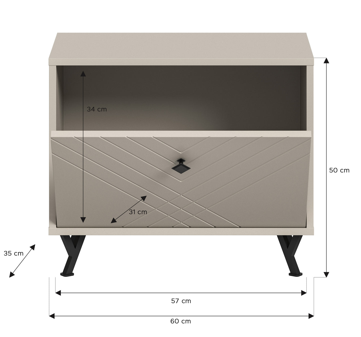 Banc NOTES (L/H/P : env. 60/50/35 cm) en beige sable/beige sable mat