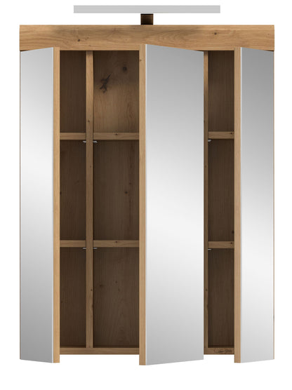Armoire de toilette avec éclairage SCOUT (L/H/P : env. 60/79/18 cm) en imitation chêne Evoak/verre miroir
