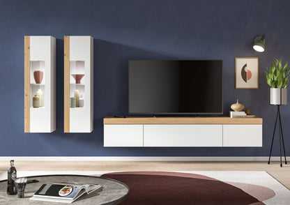 Homes & Jones Wohnwand 3-tlg. weiß, Lowboard für TV bis 70 Zoll geeignet
