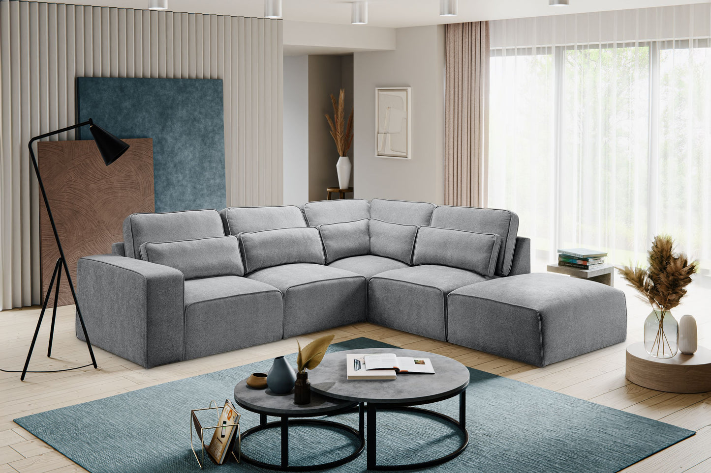 Ecksofa Lux – Modulare Wohnlandschaft mit Ottomane