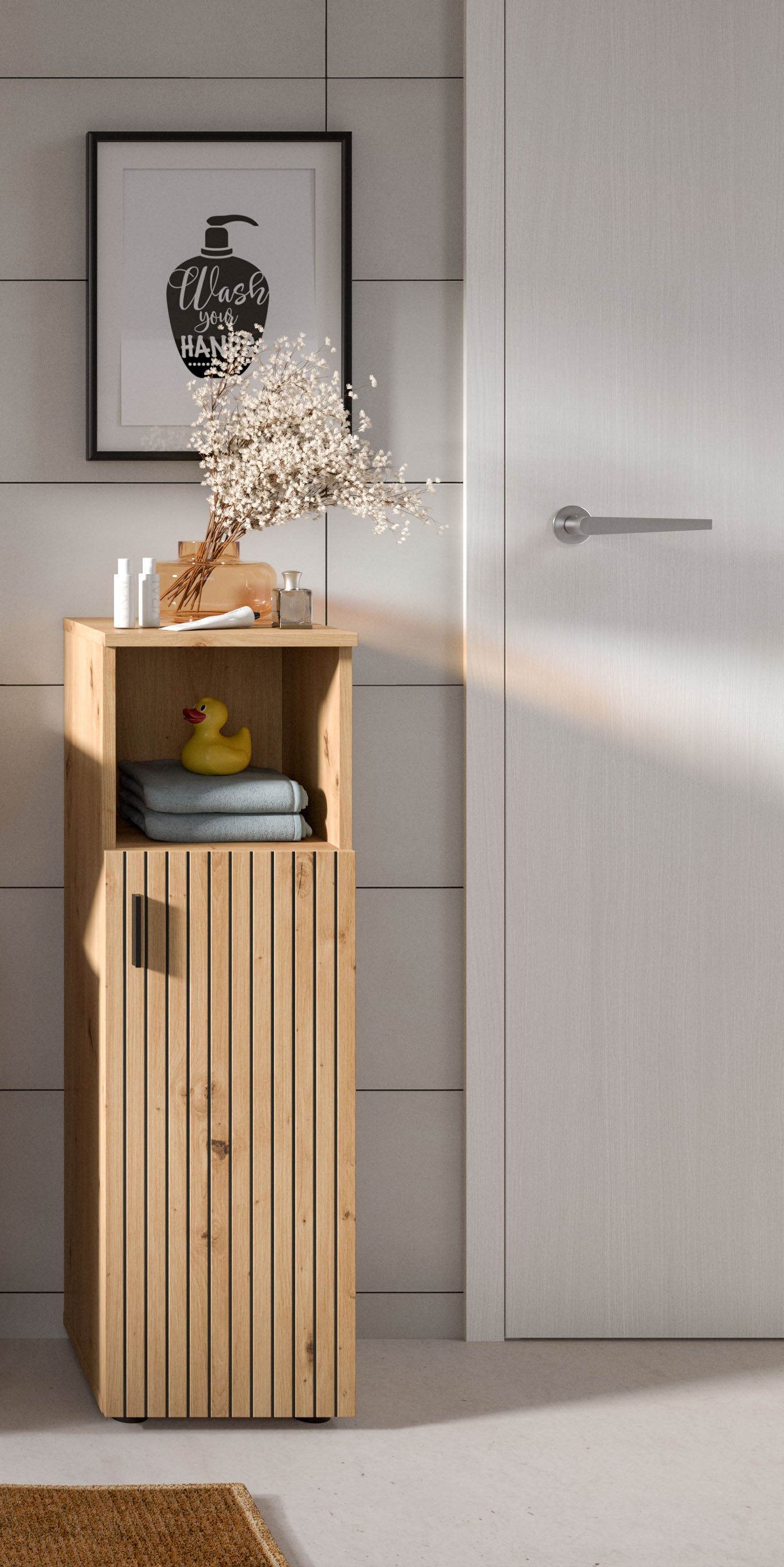 Meuble de salle de bain MONE (L/H/P : env. 30/95/30 cm) coloris Cachemire/Cachemire