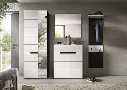 Ensemble de meubles d'entrée CANU (L/H/P : env. 220/190/37 cm) en gris basalte/vert fumé