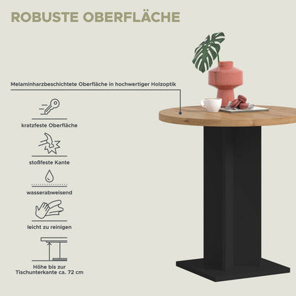 Homes & Jones Esstisch 70x76x70 cm, Esstisch klein, Bistrotisch, Tisch klein