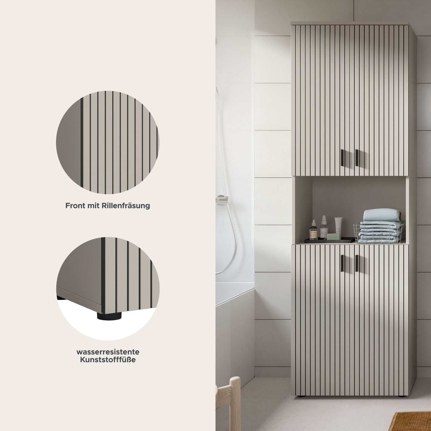 Meuble de salle de bain MONE (l/h/p : env. 60/192/30 cm) en cachemire/cachemire