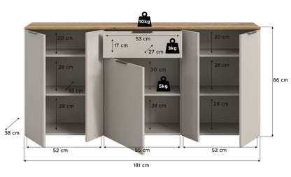 Slide Kommode  (B/H/T: 180x86x38 cm) in Kaschmir