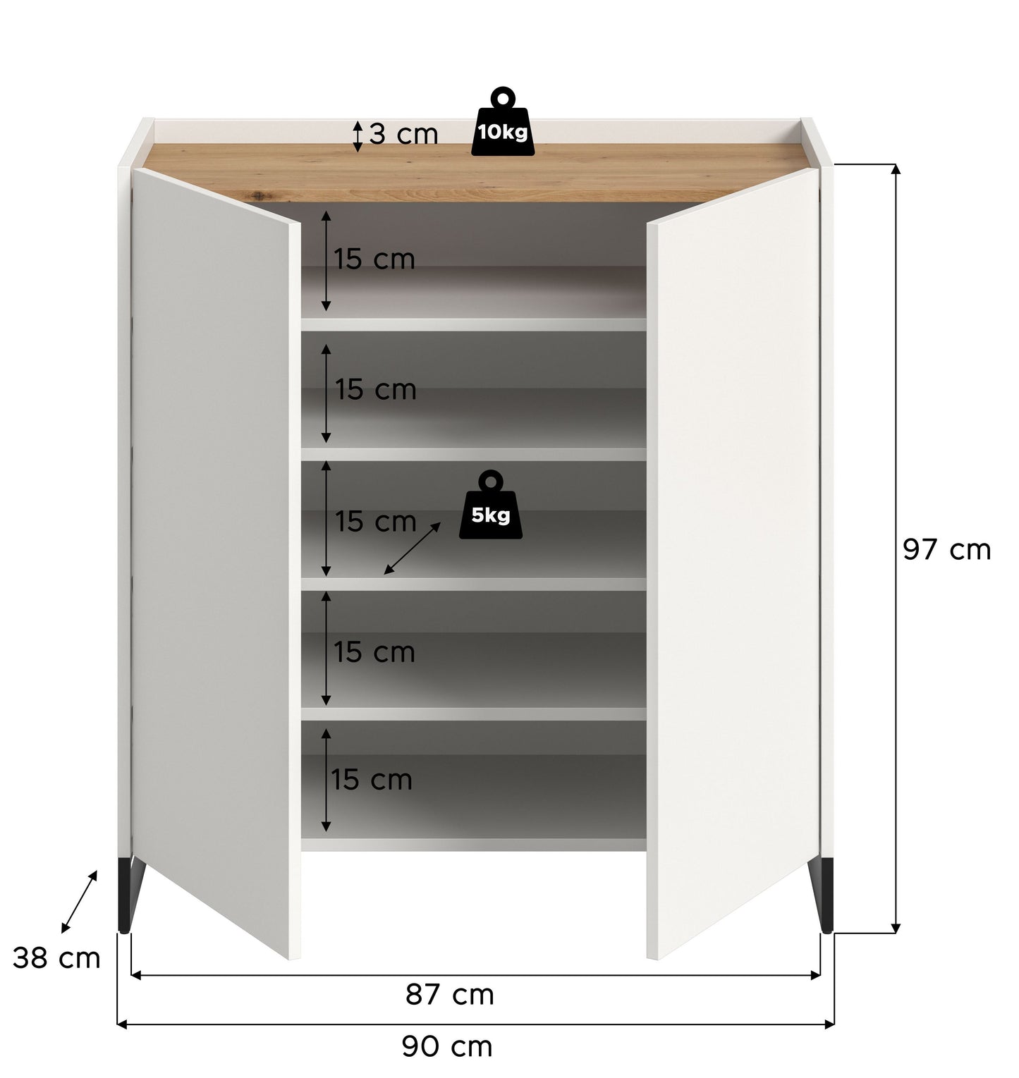 Meuble à chaussures DRIVE (L/H/P : env. 90/97/38 cm) en sauge/sauge