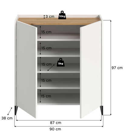 Meuble à chaussures DRIVE (L/H/P : env. 90/97/38 cm) en sauge/sauge