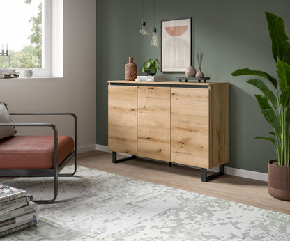 Buffet TOMASA (L/H/P : env. 120/84/36 cm) en imitation Chêne Evoke/imitation Chêne Evoke