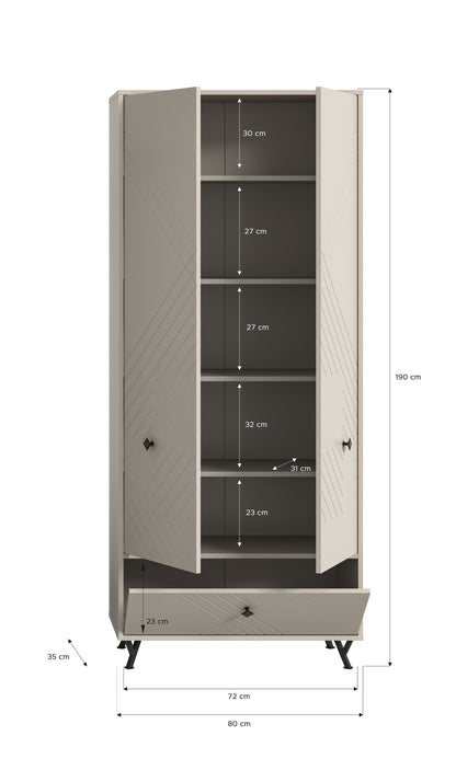 Homes & Jones Garderobenschrank 80 cm breite, Dielenmöbel-Flurmöbel