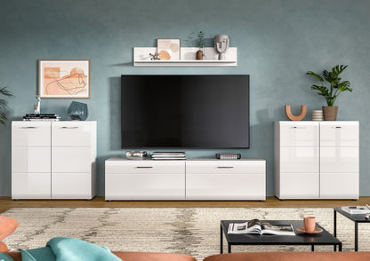 Meuble TV ICE (L/H/P: env. 350/160/41 cm) en blanc/blanc brillant