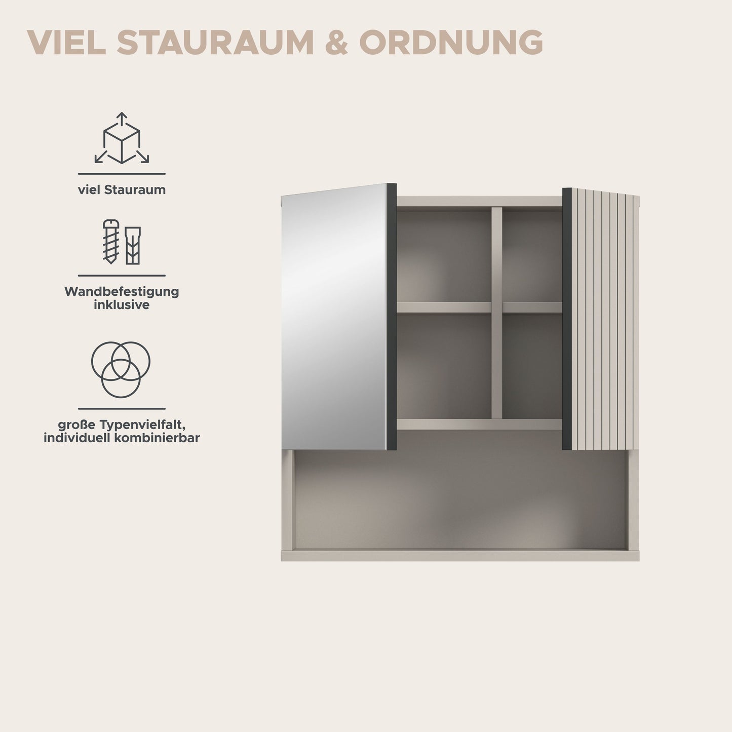 Armoire de toilette MONE (L/H/P : env. 60/55/17 cm) en Cachemire/Cachemire