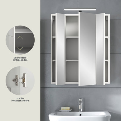 Armoire de toilette avec éclairage ICE (L/H/P : env. 60/70/18 cm) en imitation chêne Nox/noir mat
