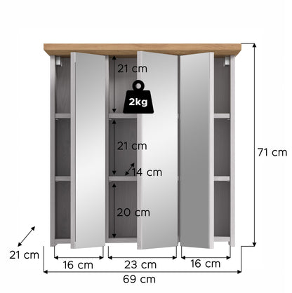Mirror cabinet VERONA (W/H/D: approx. 69/71/21 cm) in Sibiu Larch imitation/Sibiu Larch imitation
