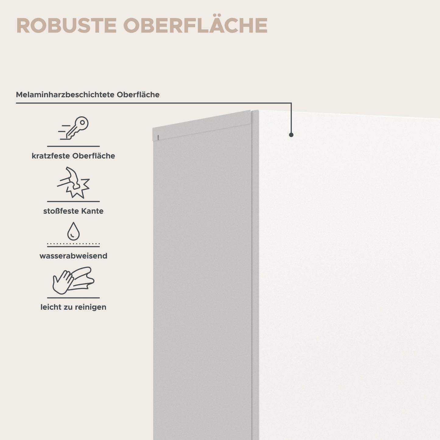 Viana Hochschrank breit (B/H/T: 60x194x31 cm) in Weiß matt und Weiß
