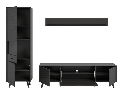 Homes & Jones Wohnwand Set 3-tlg. matt Grau, Lowboard für TV bis zu 70 Zoll