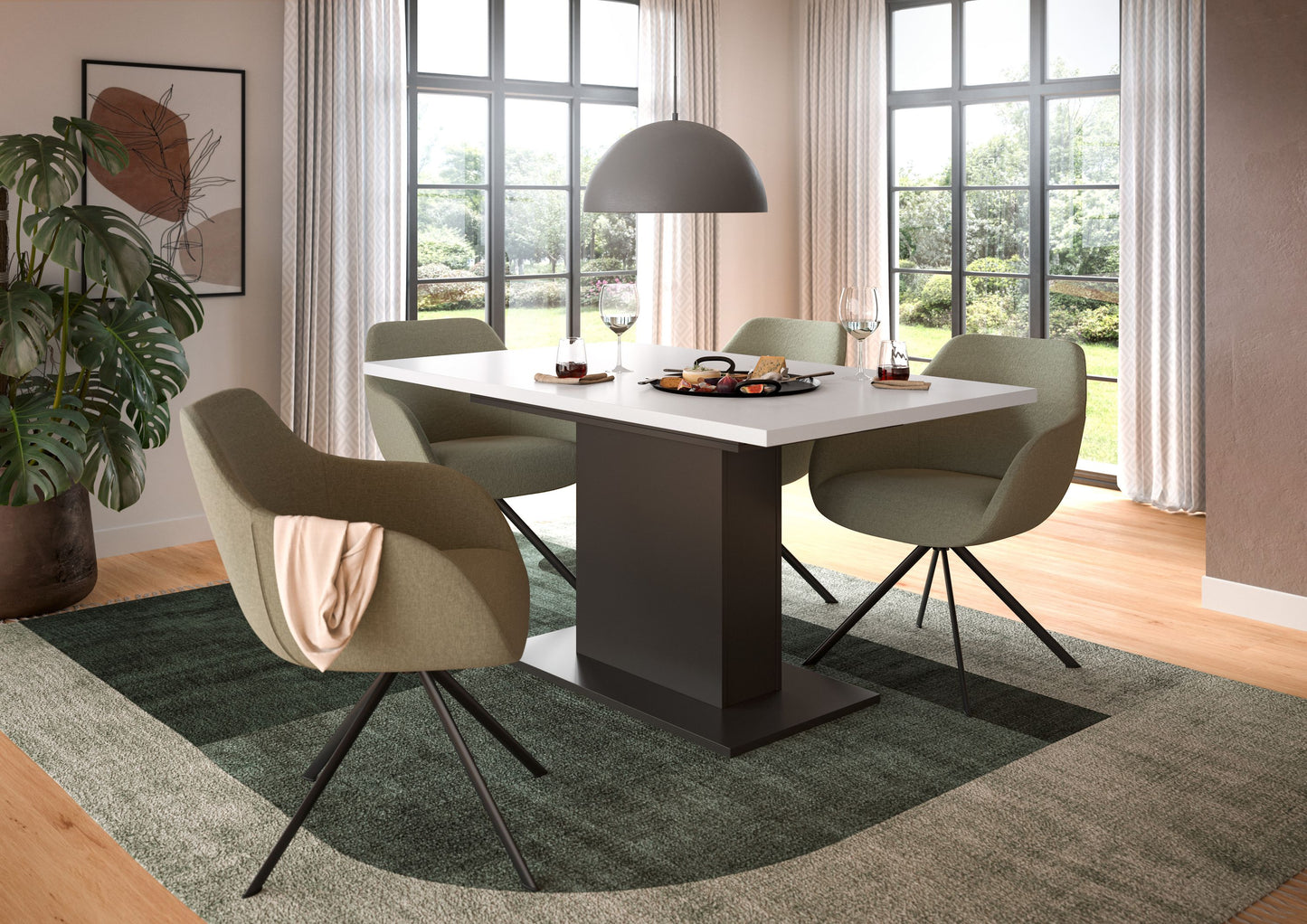 Homes & Jones Esstisch 150x76x90 cm, Esszimmertisch-Tisch mit Säulen Gestell