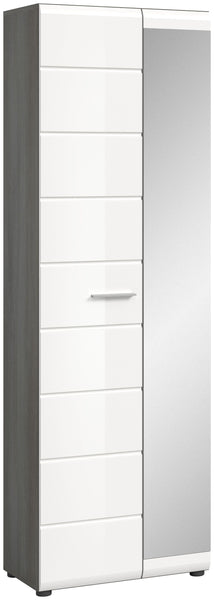 Armoire de couloir SALSA (L/H/P : env. 60/192/37 cm) coloris argent fumé imitation/blanc brillant