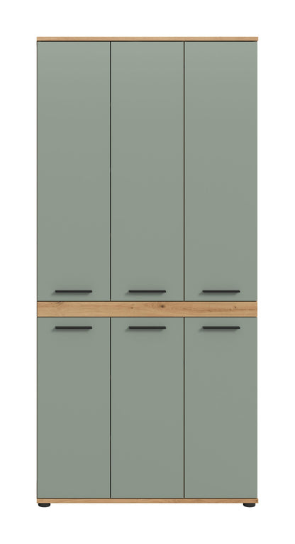 Blake Hochschrank (B/H/T: 90x191x31 cm) in Salbei und Artisan Eiche Nachbildung