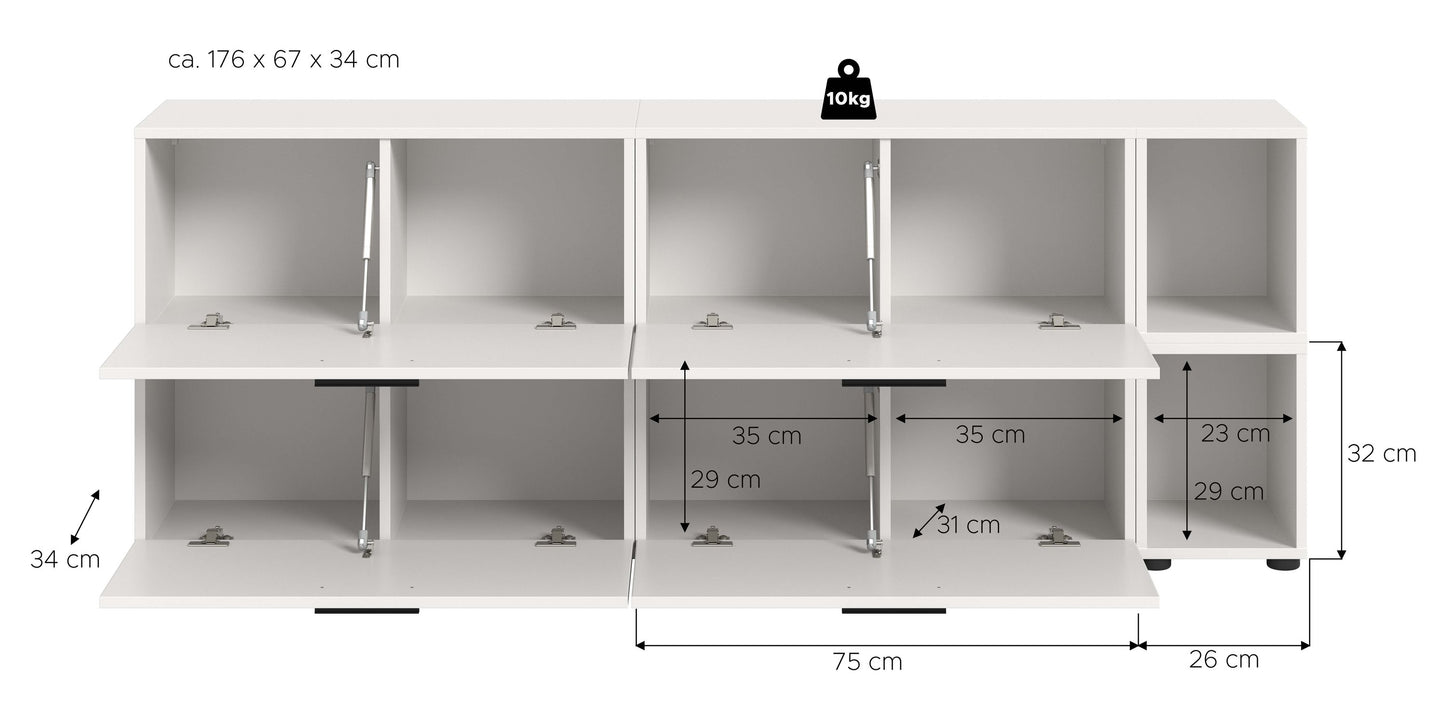 Homes & Jones Wohnwand 2-tlg. TV Möbel Modular Lowboard, Wohnzimmerschrank