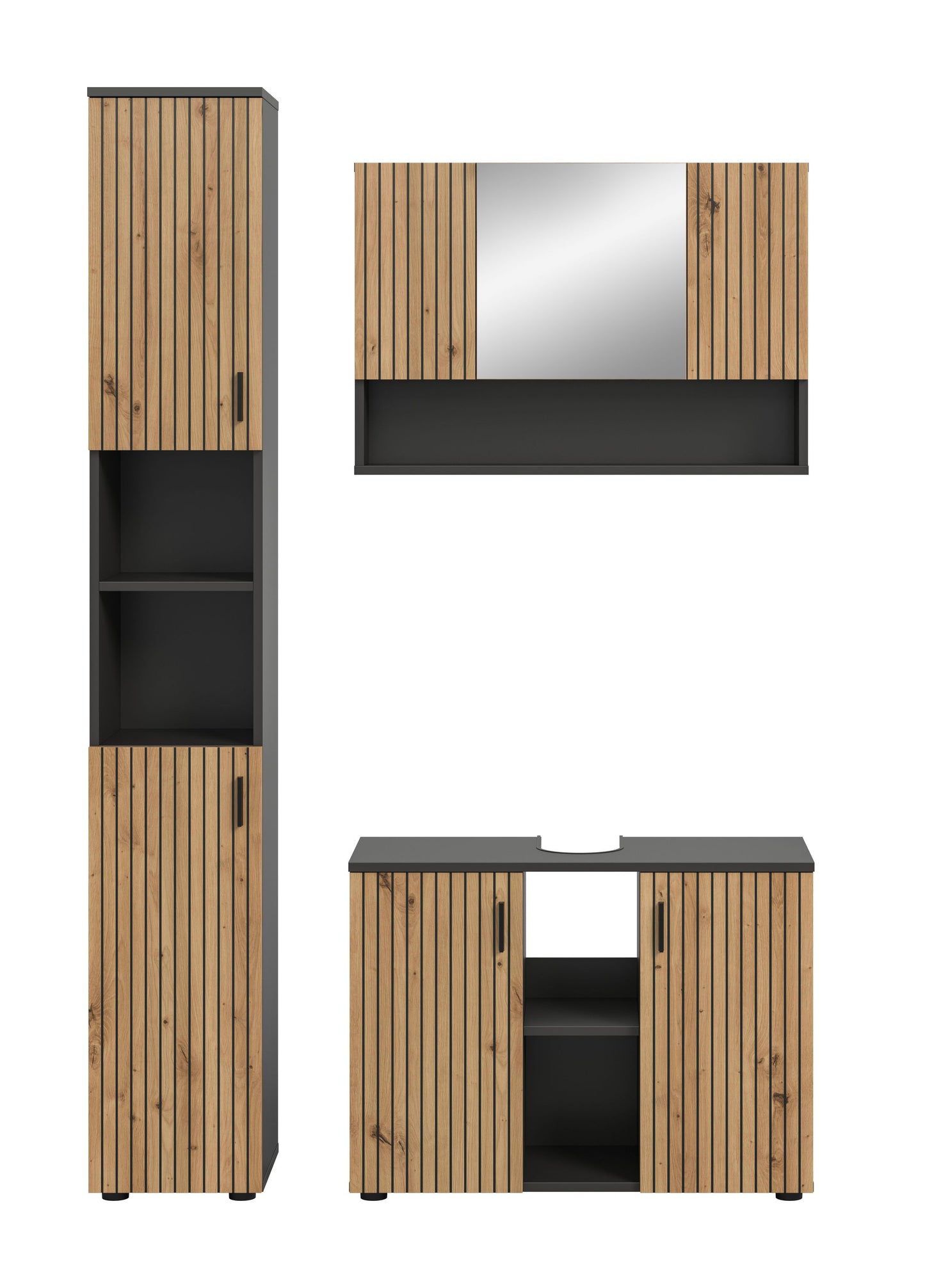 Homes & Jones Badezimmermöbel Set 3-tlg. Badmöbelset mit Badspiegelschrank