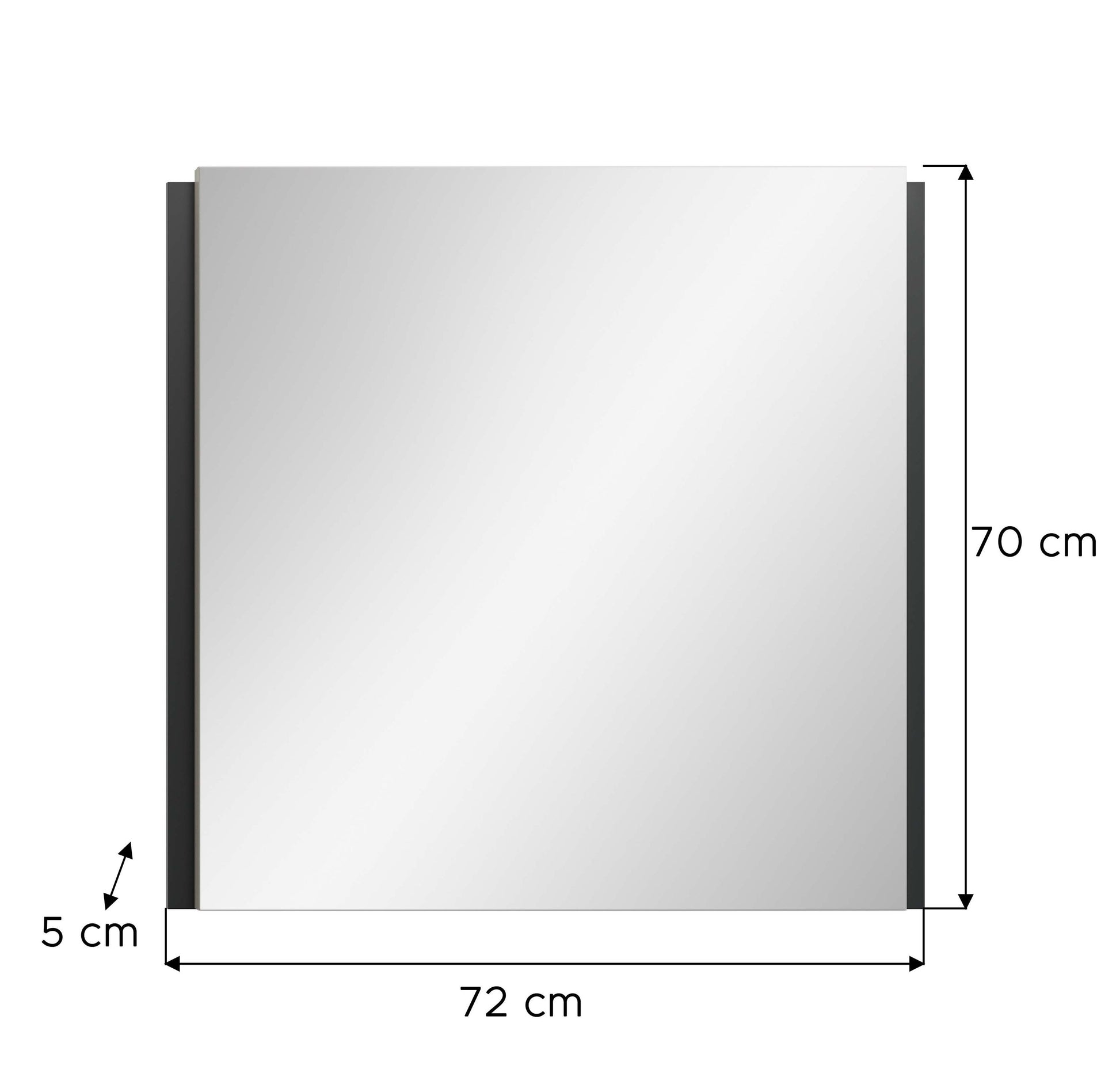 Garderoben-Spiegel, rechteckig, ca. 72×70 cm, schmaler dunkler Rahmen