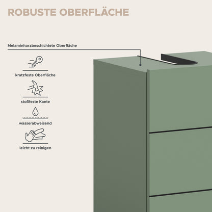 Waschbeckenunterschrank mit robuster Oberfläche, wasserabweisender Beschichtung und kratzfester Kante