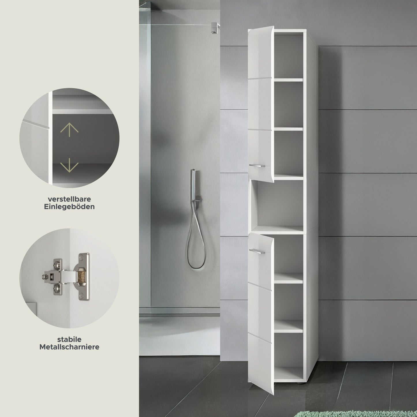 Homes & Jones Badhochschrank schmal 30 cm breit, Badschrank, Badmöbel
