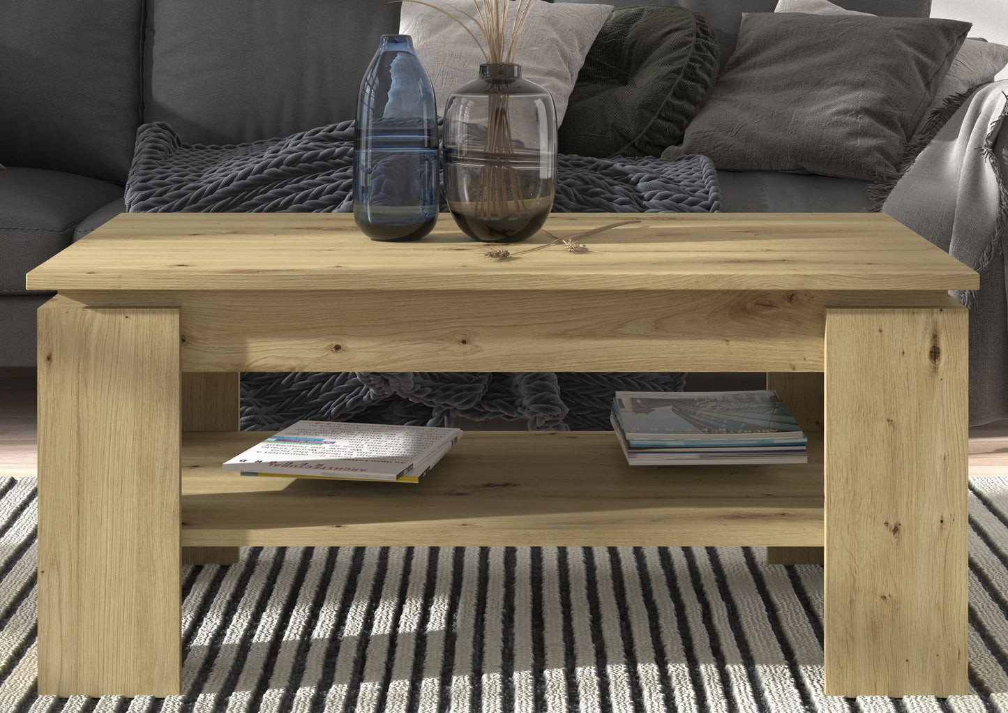 Table basse TITAN (L/H/P : env. 100/45/60 cm) en imitation chêne Artisan/imitation chêne Artisan