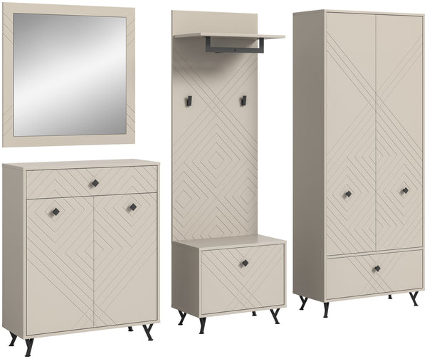 Garderoben-Set NOTES (B/H/T: ca. 250/190/35 cm) in sandbeige/sandbeige matt