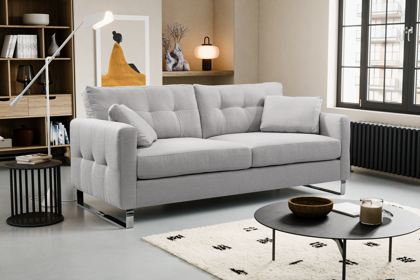 Homes & Jones Sofa 2,5-Sitzer, Modernes Sofa mit Stoffbezug in Flachgewebe