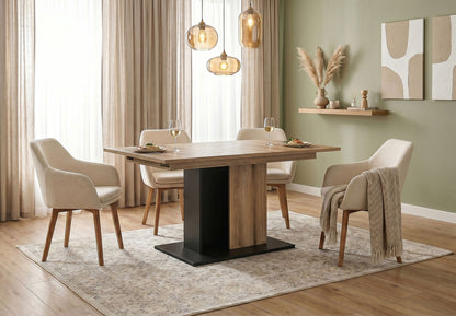 Molina Esstisch  (B/H/T: 150x76x90 cm) in Evoke Oak Nachbildung und Basalt grau