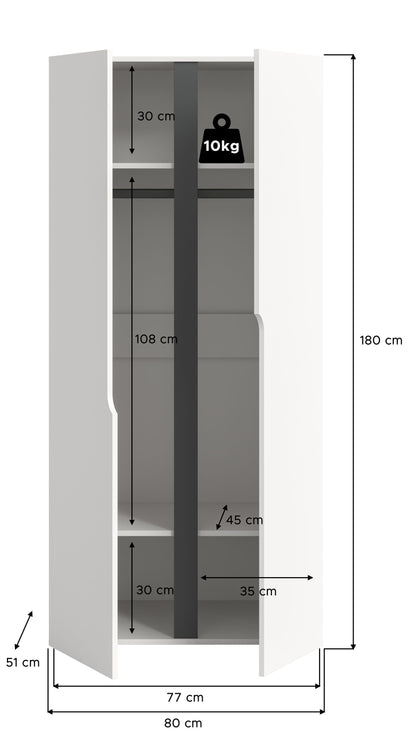 Armoire 2 portes ANGA (L/H/P : env. 80/180/51 cm) en anthracite/imitation chêne Artisan