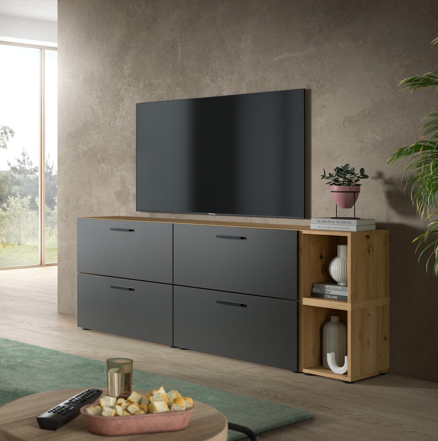 Homes & Jones Wohnwand 2-tlg. TV Möbel Modular Lowboard, Wohnzimmerschrank