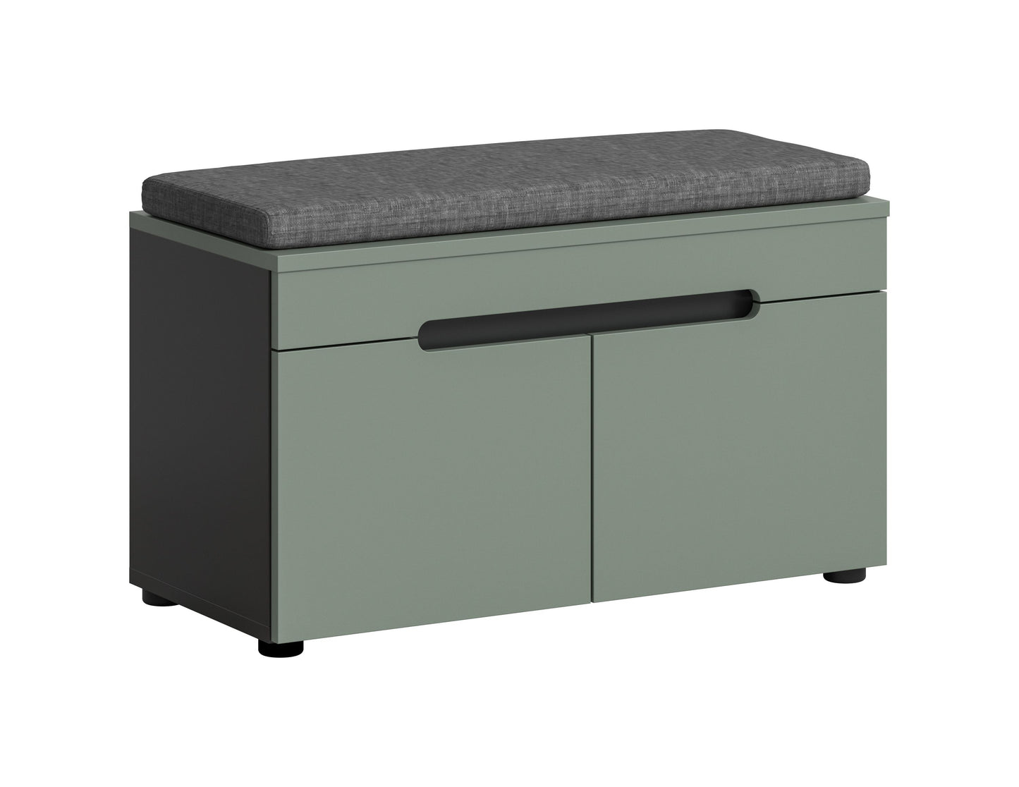 Banquette avec coussin d'assise CANU (L/H/P : env. 80/45/37 cm) gris basalte/vert fumée