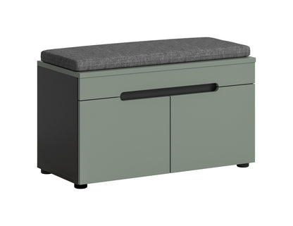 Banquette avec coussin d'assise CANU (L/H/P : env. 80/45/37 cm) gris basalte/vert fumée