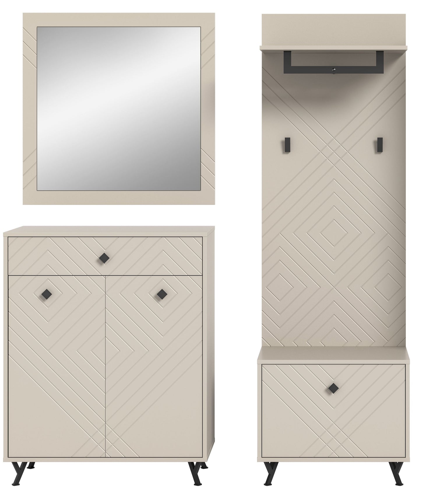 Ensemble de vestiaire NOTES (L/H/P : env. 195/190/35 cm) en beige sable/beige sable mat