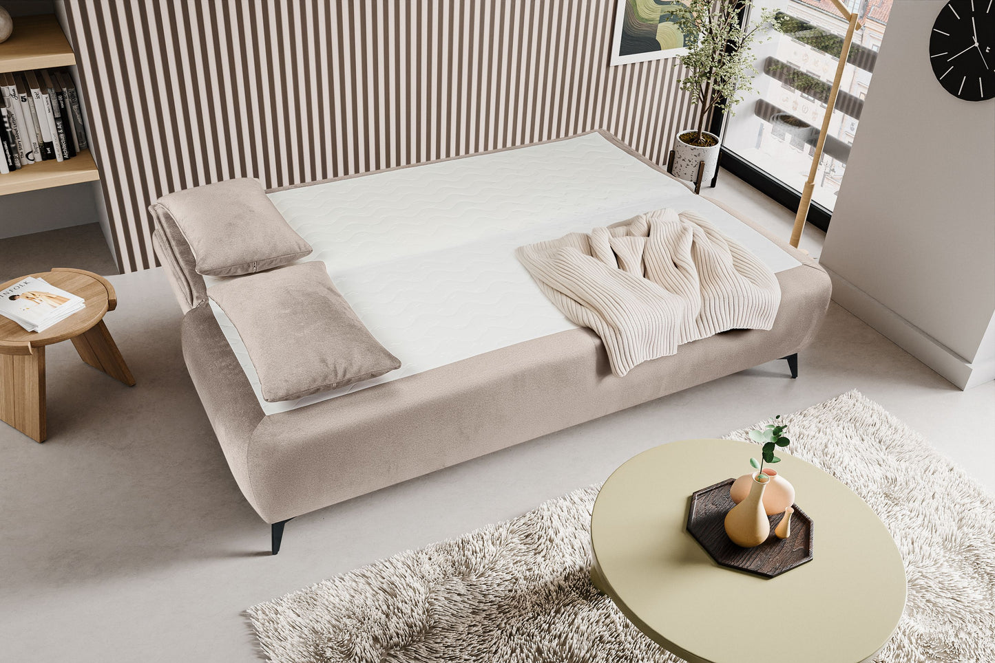 Canapé convertible Sendi – Luxueux canapé en velours avec fonction couchage