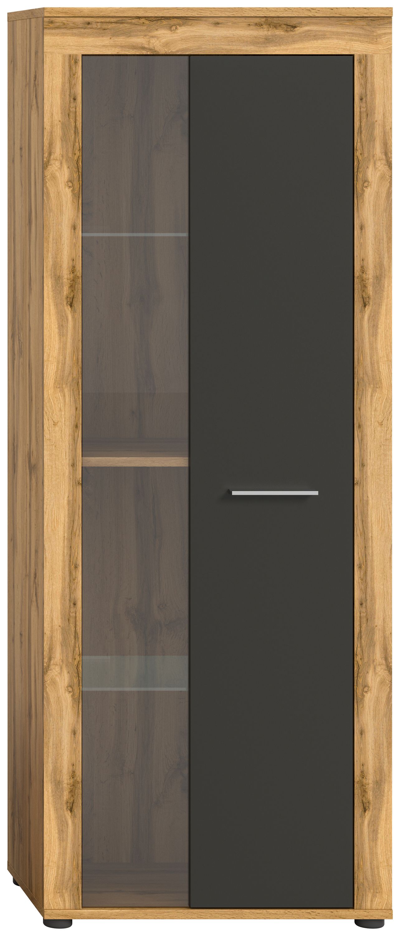 Homes & Jones Vitrinenschrank 60 cm breit, Wohnzimmerschrank, Wohnmöbel
