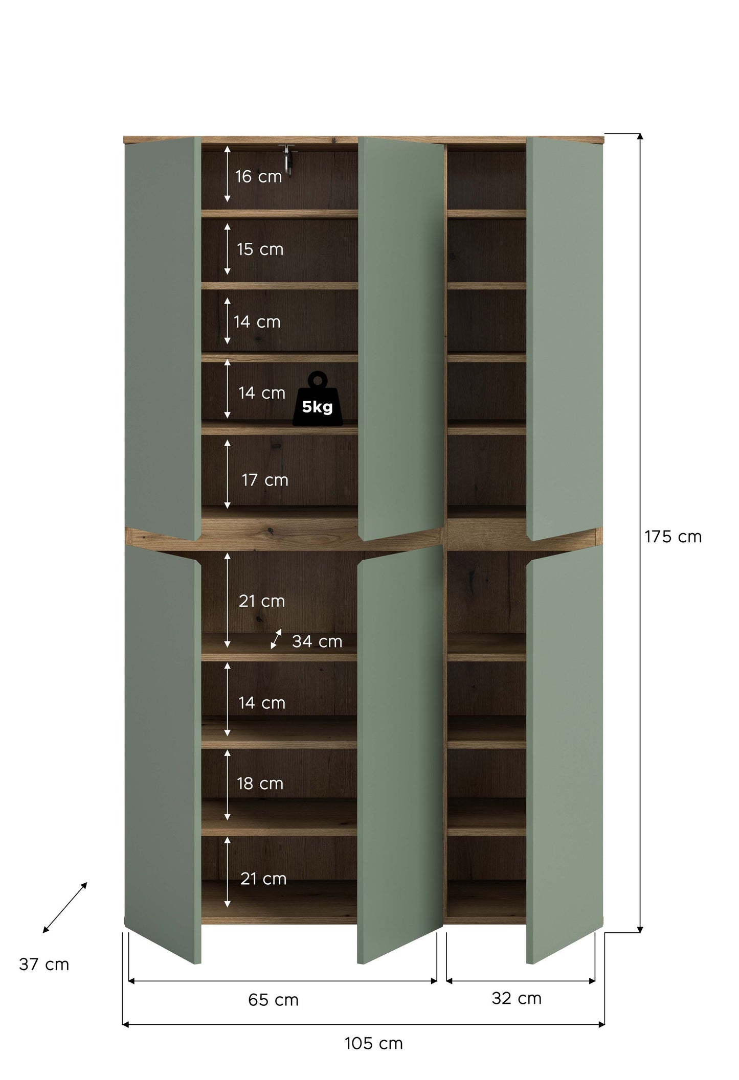 Homes & Jones Universalschrank 105 cm breit,  Mehrzweckschrank, Garderobe, Diele