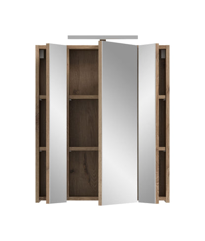 Armoire de toilette avec éclairage ICE (L/H/P : env. 60/70/18 cm) en imitation chêne Nox/noir mat