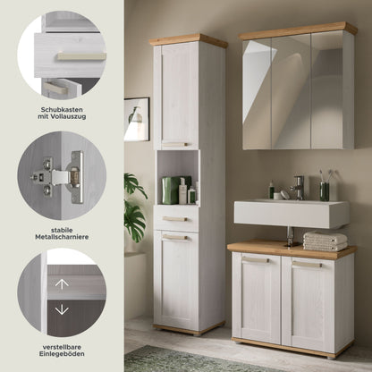 Homes & Jones Badmöbelset 3-tlg. Landhausstil, Badmöbel Set mit Badspiegel 3-trg