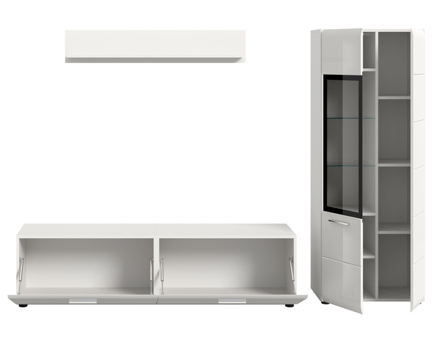 Meuble TV ICE (L/H/P : env. 235/160/41 cm) blanc/blanc laqué