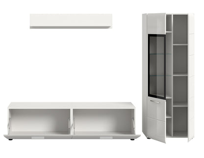 Meuble TV ICE (L/H/P : env. 235/160/41 cm) blanc/blanc laqué