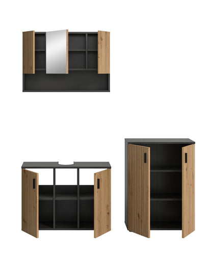 Homes & Jones Badezimmermöbel Set 3-tlg. Badmöbelset mit Badspiegelschrank