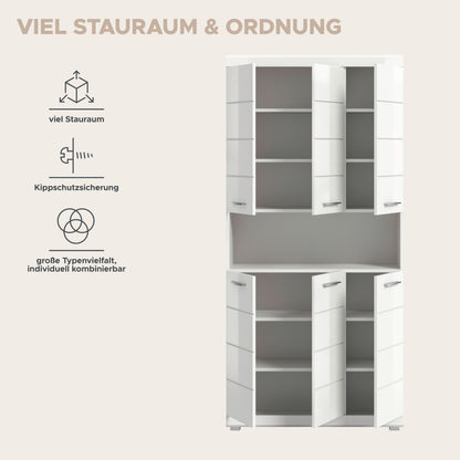 Scout Hochschrank breit  (B/H/T: 90x191x31 cm) in Weiß hochglanz und Weiß