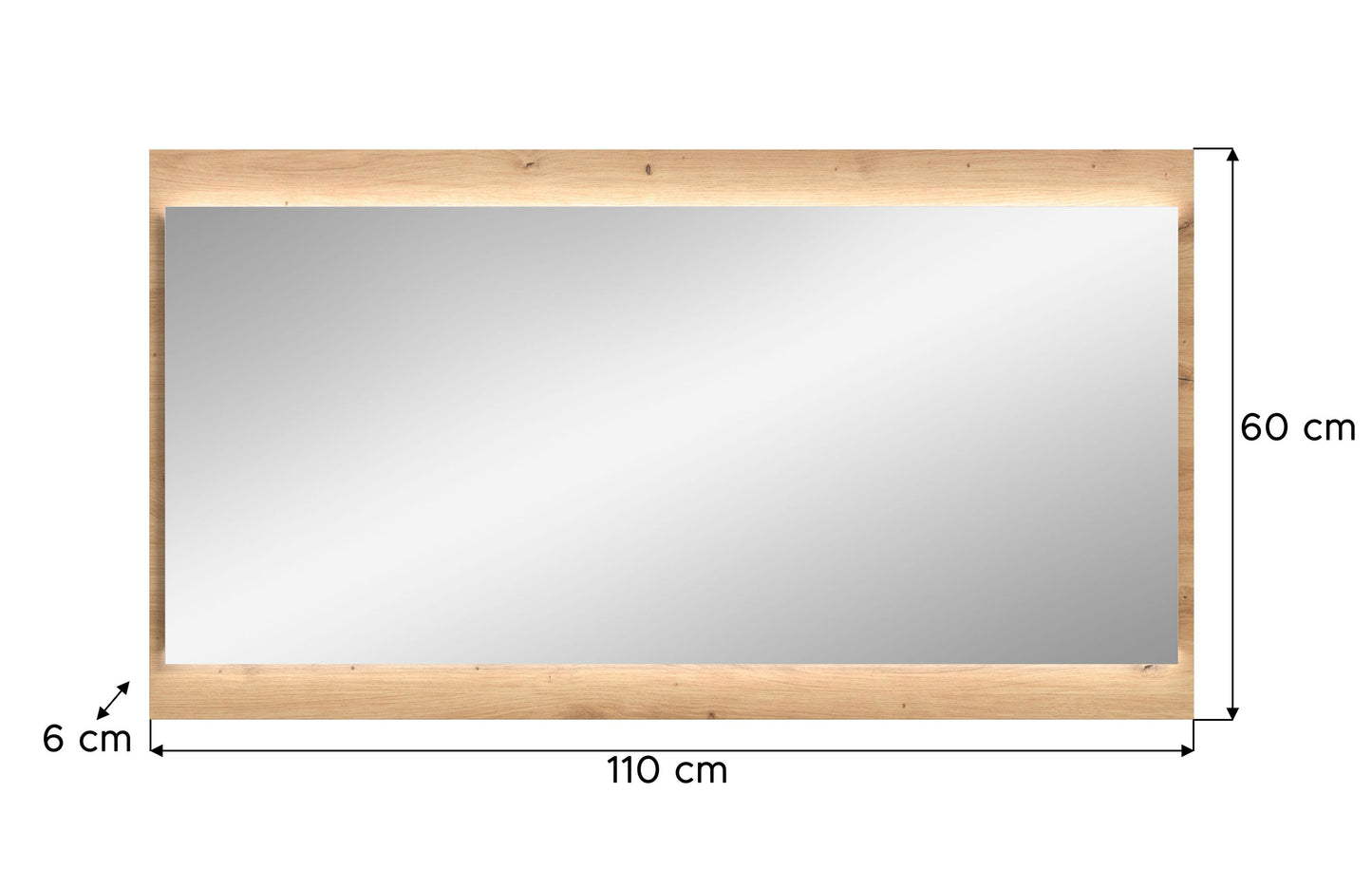 Homes & Jones Spiegel 110 cm breit mit LED-Lichtband Beleuchtung, Flurmöbel