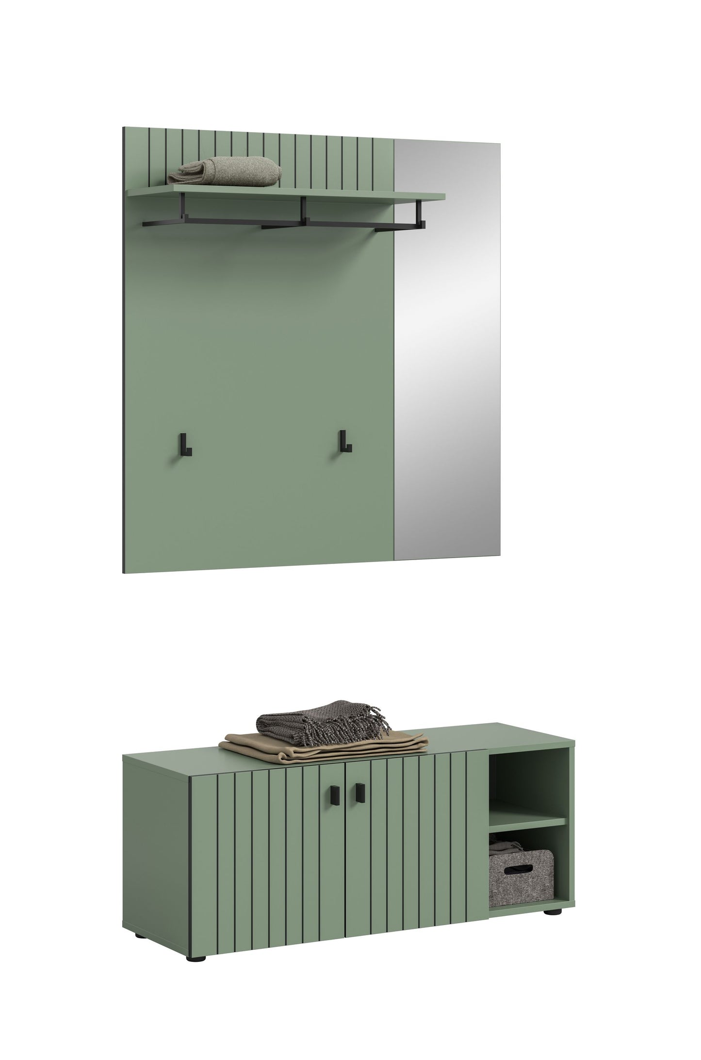 Ensemble de penderie STATION (L/H/P : env. 106/192/37 cm) en vert fumé/vert fumé