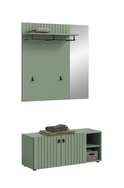 Garderoben-Set STATION (B/H/T: ca. 106/192/37 cm) in Smoke Green/Smoke Green