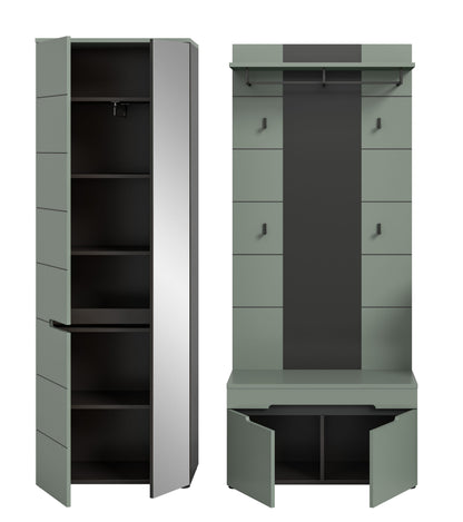 Homes & Jones Garderobenset 3-tlg., 1x Paneel, Sitzbank, Schrank mit Spiegel