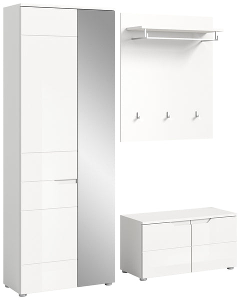 Garderoben-Set SOLERO (B/H/T: ca. 163/193/37 cm) in Weiß/weiß hochglanz
